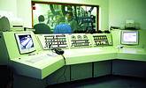 The control console, with its view into the engine testing area at MTU SA in Isando